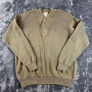 Vtg LL Bean Fisherman Heavy Knitted Sweater Half Button Pullover Men's XL Tall